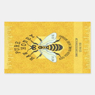 Honeybee Honey Jar Apiary Labels   Honeycomb Bee