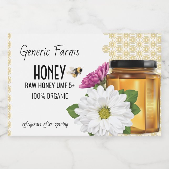 Honeybee Honey Jar Food Label (Single Label)