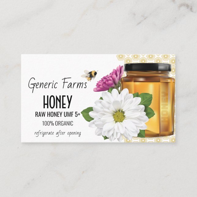 Honeybee Honey Product Sample Business Card (Front)