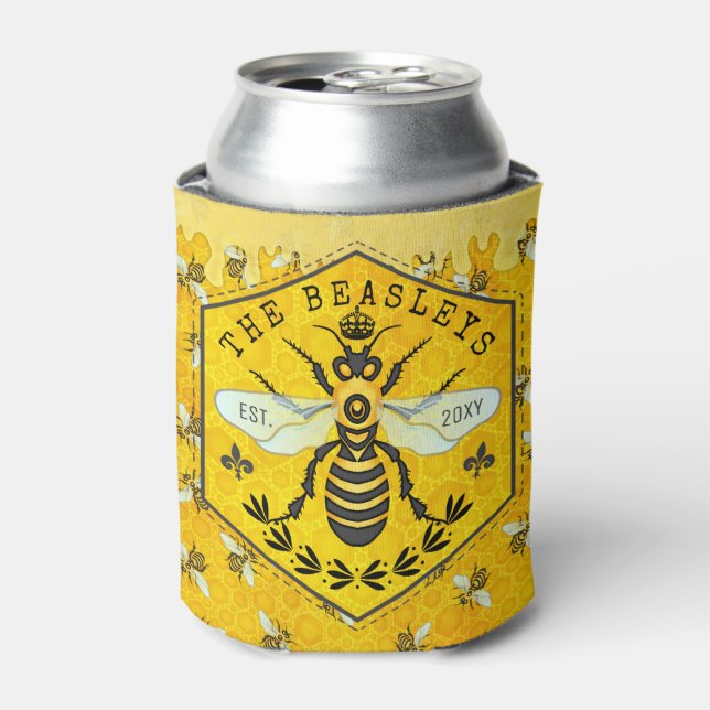 Honeybee Honeycomb Bee Bumblebee Crown | Custom Can Cooler (Can Front)