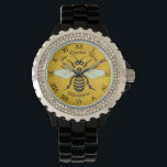 Honeybee Honeycomb Bee Pretty Personalised Watch<br><div class="desc">This sweet honeybee design shows a large bee over a light, bright honeycomb background. The yellow and black bee has gossamer white-blue wings that are spread out like it's ready to fly. The background is a pretty golden beehive honeycomb pattern. This original, nature - inspired design is perfect for anyone...</div>