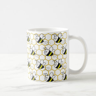Honeybee Honeycomb Black Yellow White Pattern  Coffee Mug