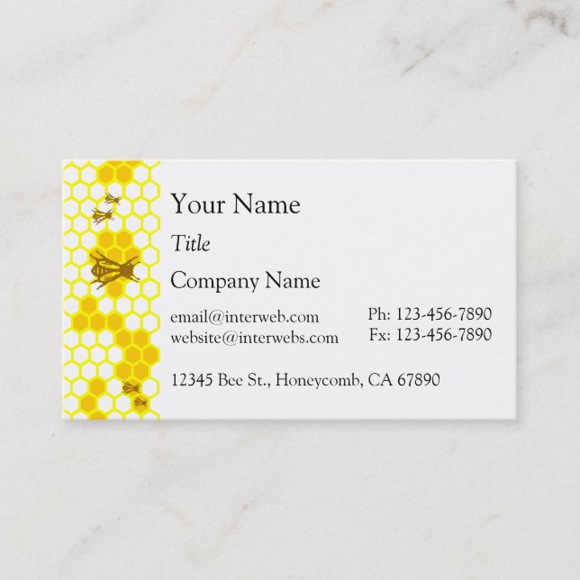 Honeybee Honeycomb Custom Business Cards (Front)