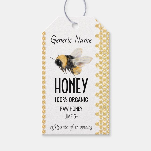 Honeybee Honeycomb Honey Gift Tags (Front)