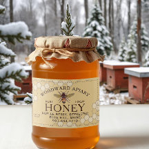 Honeybee Honeycomb Pure Local Honey Yellow Food Label