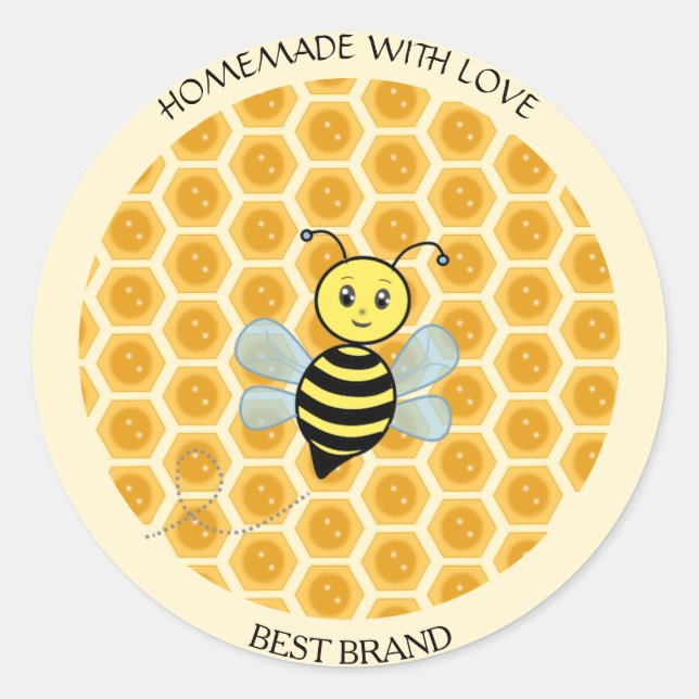 Honeybee Jar Label & Honeycomb Homemade (Front)