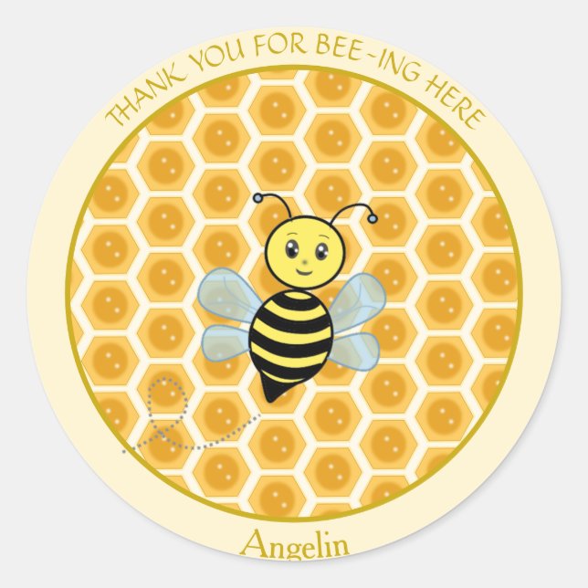 Honeybee Jar Label & Honeycomb Thank You (Front)