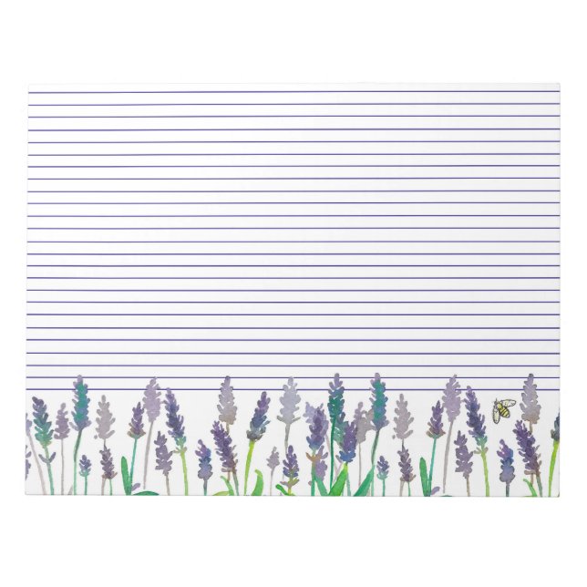 Honeybee Lavender Herb Flowers Lined Notepad (Front)