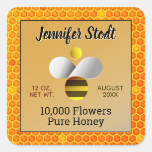 Honeybee Logo Signature Goldenrod Square Sticker