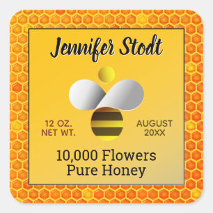 Honeybee Logo Signature Series Amber Gold Square Sticker