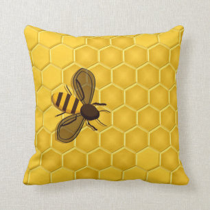 Honeybee on a Honeycomb Accent Pillow