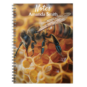 Honeybee on a honeycomb notebook