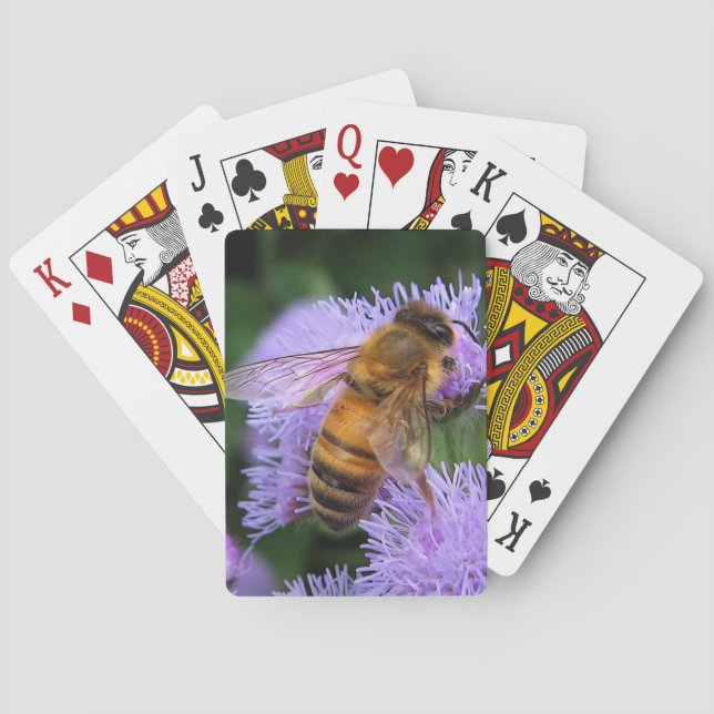 Honeybee on Ageratum Flower Playing Cards (Back)