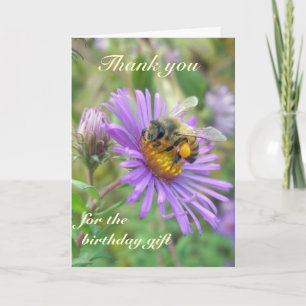 Honeybee on Asters Birthday Gift Thank You Card