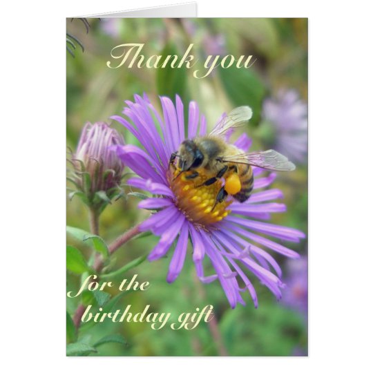 Honeybee on Asters Birthday Gift Thank You Card