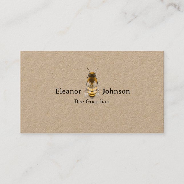 Honeybee on Brown Paper Beekeeper Honey Producer Business Card (Front)