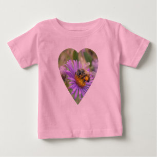 Honeybee on Fall Asters Heart Baby T-Shirt