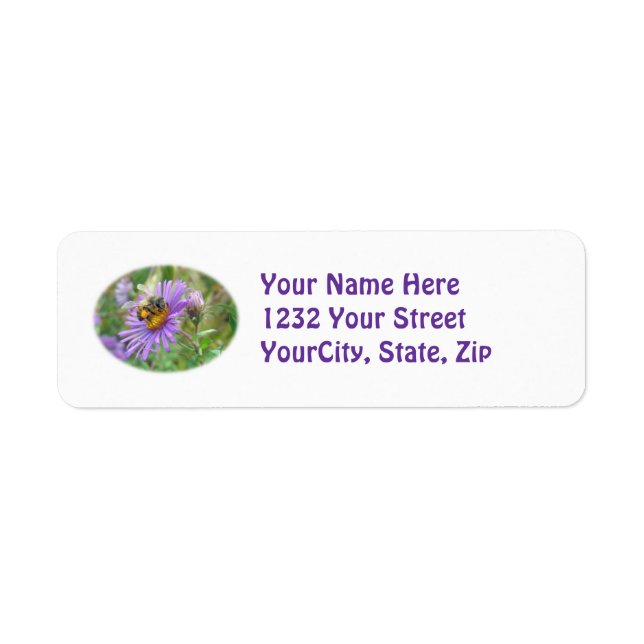 Honeybee on Fall Asters Wildflower Address Label (Front)