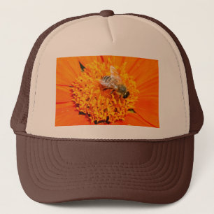 honeybee on hat
