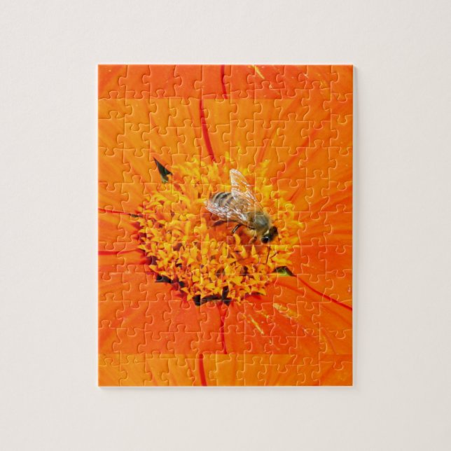 honeybee on orange flower puzzle (Vertical)