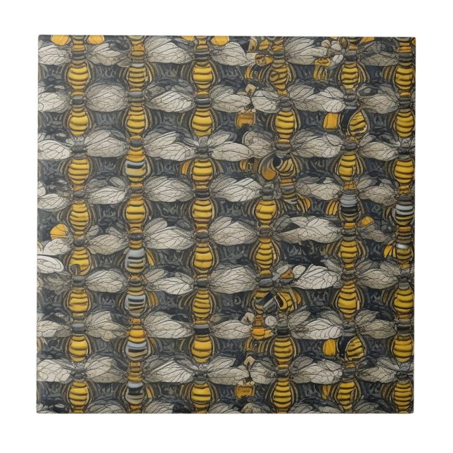 HoneyBee Pattern Rustic Nature Tile (Front)