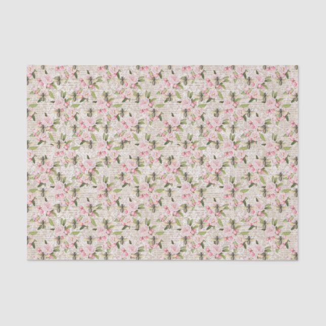 Honeybee Pink Floral Tissue Paper (Front)