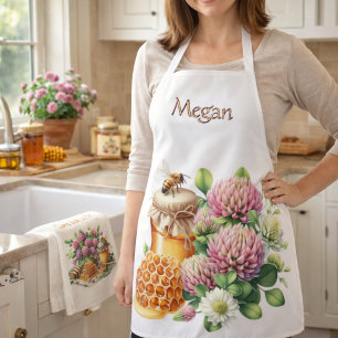 Honeybee Red Clover Your Name  Apron