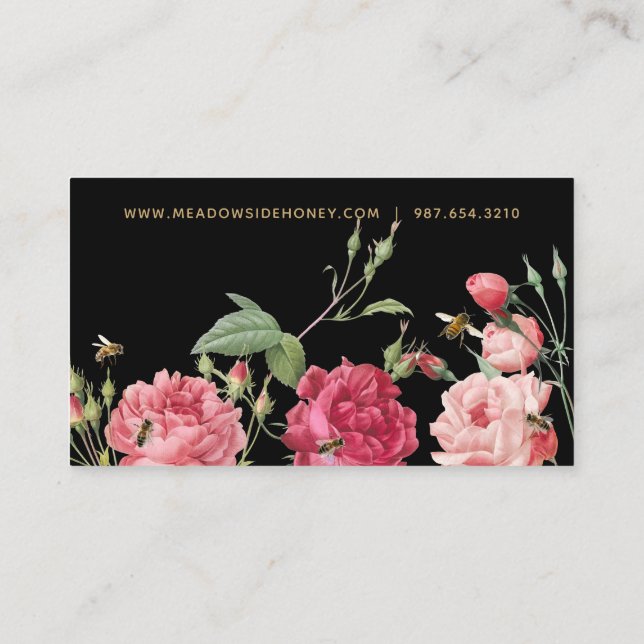 Honeybee & Rose Elegant Beekeeper  Enclosure Card  (Back)