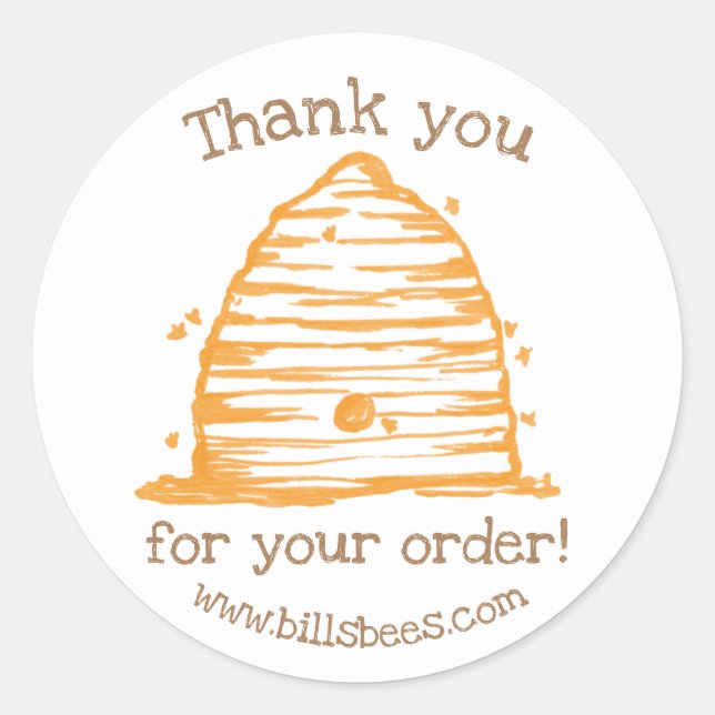 Honeybee Skep Hive Thank You For Your Order  Classic Round Sticker (Front)