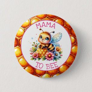 Honeybee themed Girl's Baby Shower Mama to be 6 Cm Round Badge