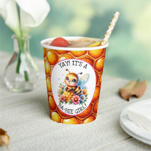 Honeybee themed Girl's Baby Shower Paper Cups