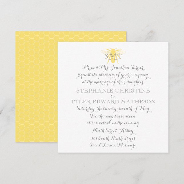 Honeybee Wedding Invitation (Front/Back)