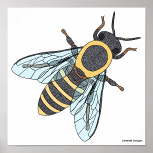 Honeybee (white) - Poster Print
