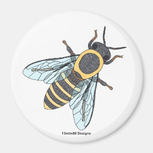 Honeybee (white) - Round Magnet