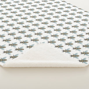 Honeybee (white) - Sherpa Blanket