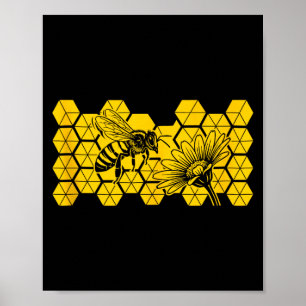 Honeybee wildflower save bee botanical nature eart poster