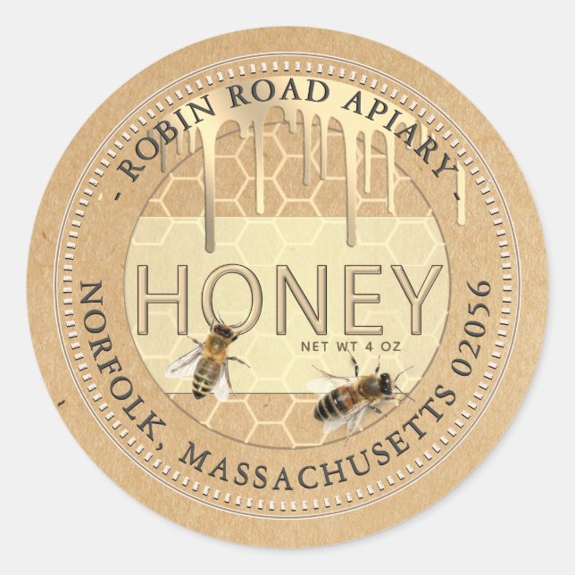Honeybees and Comb Honey Label (Front)