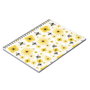 Honeybees Flowers & Polka Dots Notebook