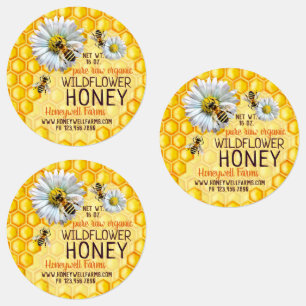 Honeybees Wildflower Honey Apiary Jar Lid