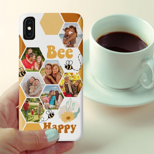 Honeycomb 7 Photo Collage Bee Happy Case-Mate iPhone Case (Creator Uploaded)