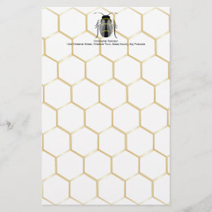 Honeycomb And Bee Design Stationery