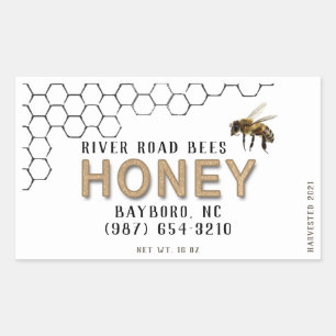 Honeycomb and Bee Honey Label Kraft
