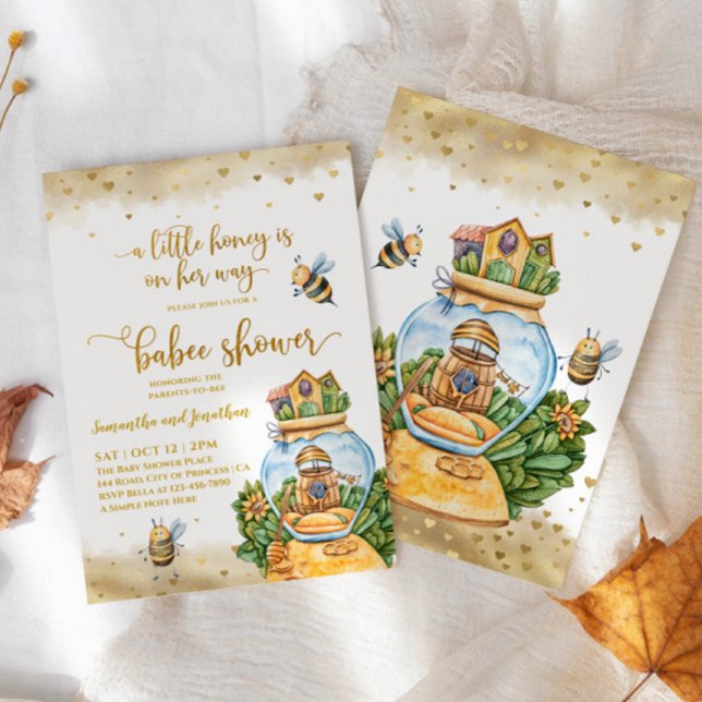 HoneyComb and Bee Illustration Baby Shower Invitation (Creator Uploaded)