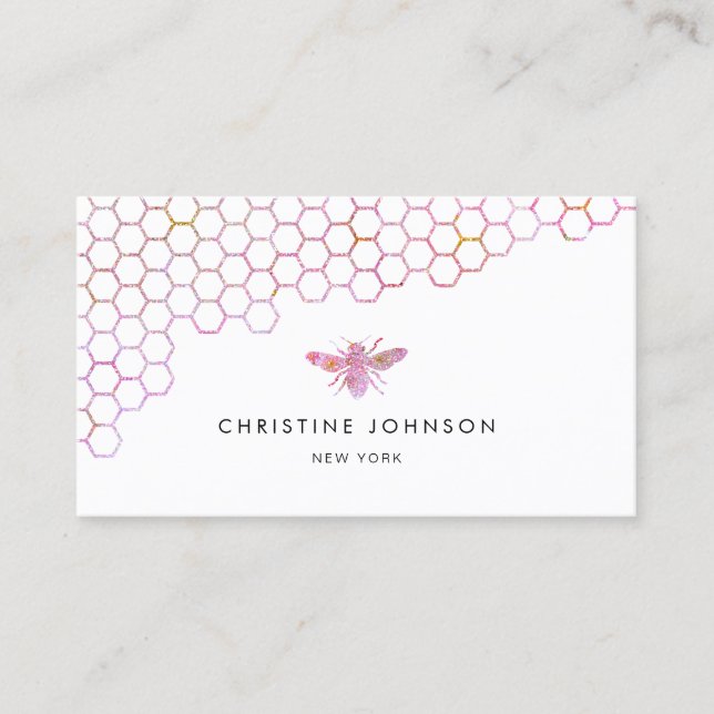 honeycomb and  bee logo business card (Front)