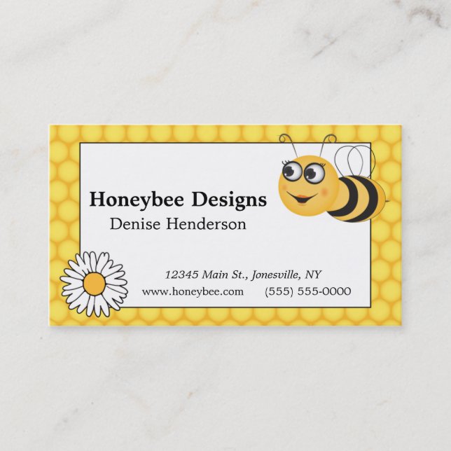 Honeycomb and Bee Personalised Business Card (Front)
