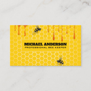 Honeycomb and Bees   Dripping Honey Business Card