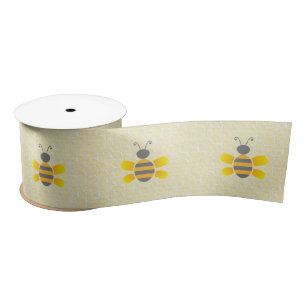 Honeycomb and Bumble Bee Yellow Ribbon Satin Ribbon