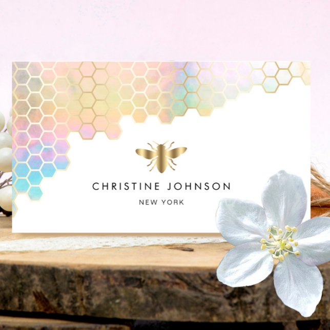 honeycomb and faux gold foil bee logo business card (Creator Uploaded)