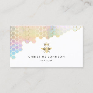 honeycomb and faux gold foil Queen bee logo Business Card