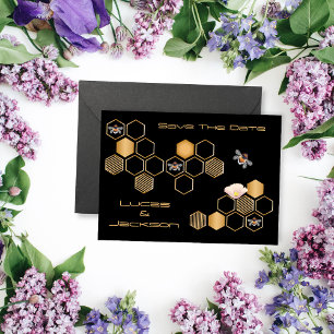 Honeycomb And Floral Save The Date  Invitation